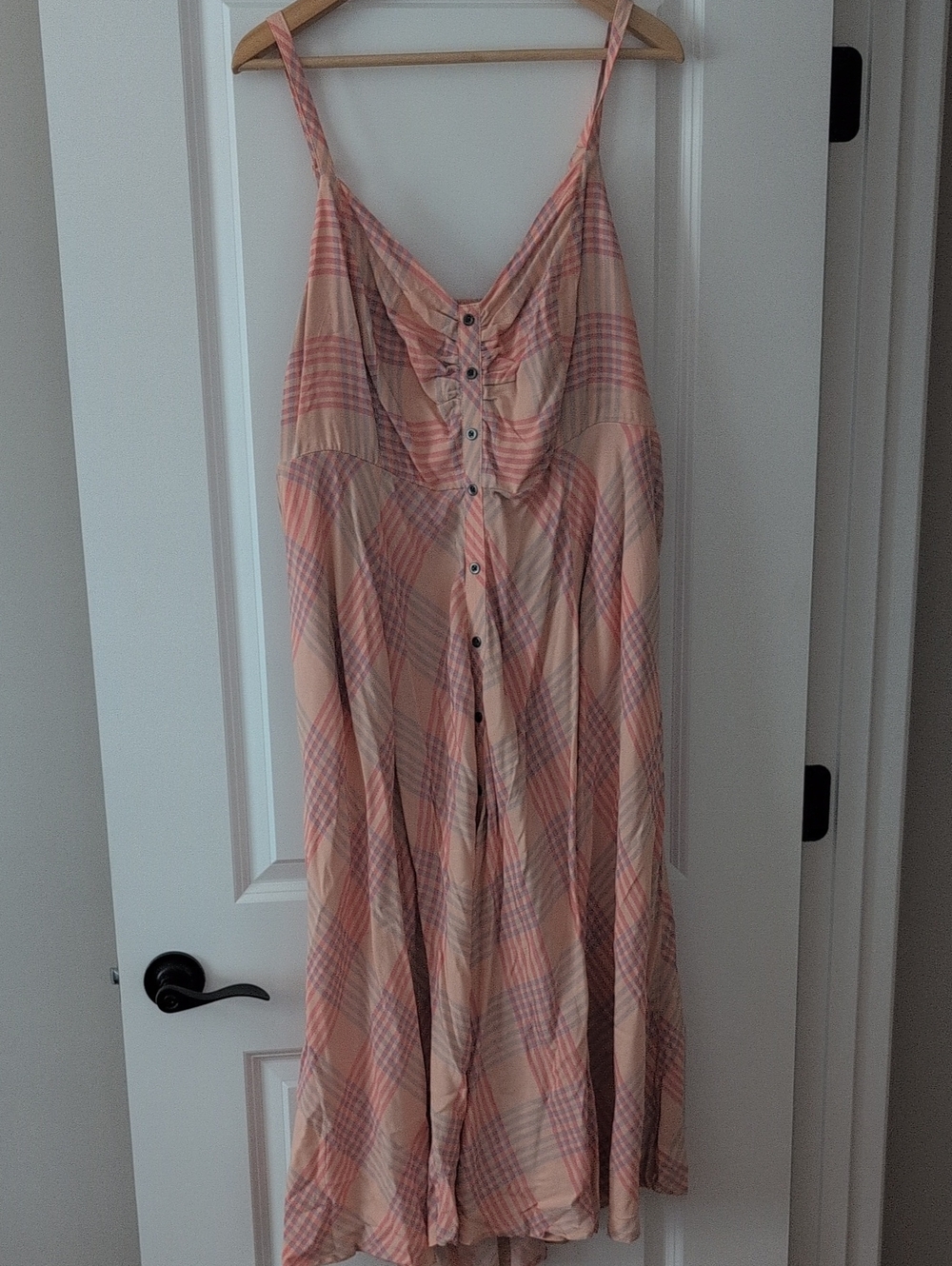 torrid Peach Pink Plaid Button-Front  Sundress